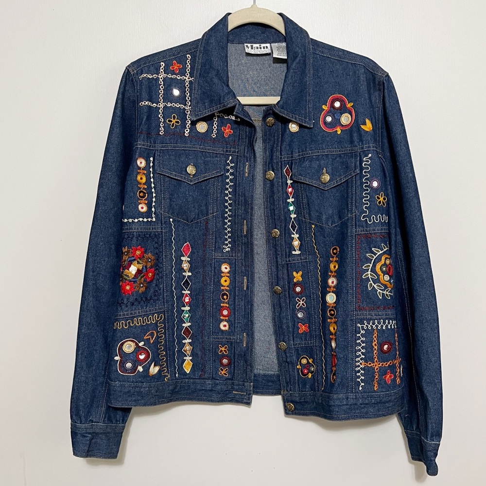 Vintage Embroidered Denim Jacket S